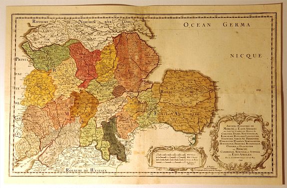SANSON, N., Anciens Royaumes de Mercie et East Angles. . ., antique map, old maps
