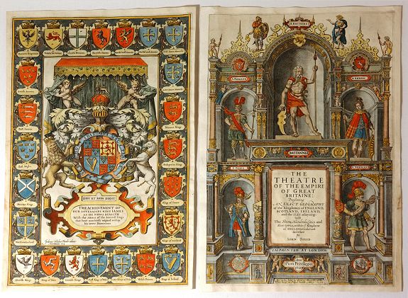 SPEED, J., The Theatre of the Empire of Great Britaine (Title Page & Frontispiece Together), antique map, old maps