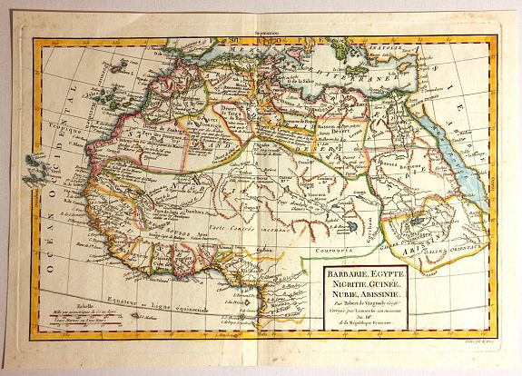 VAUGONDY, R., Barbarie, Egypte, Nigrite, Guinee, Nubie, Abissinie, antique map, old maps