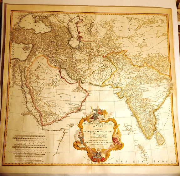 D'ANVILLE, J., Premiere Partie de la Carte d'Asie Contenant la Turquie, l'Arabie, la Perse, l'Inde en deca du Gange et de la Tartarie, antique map, old maps