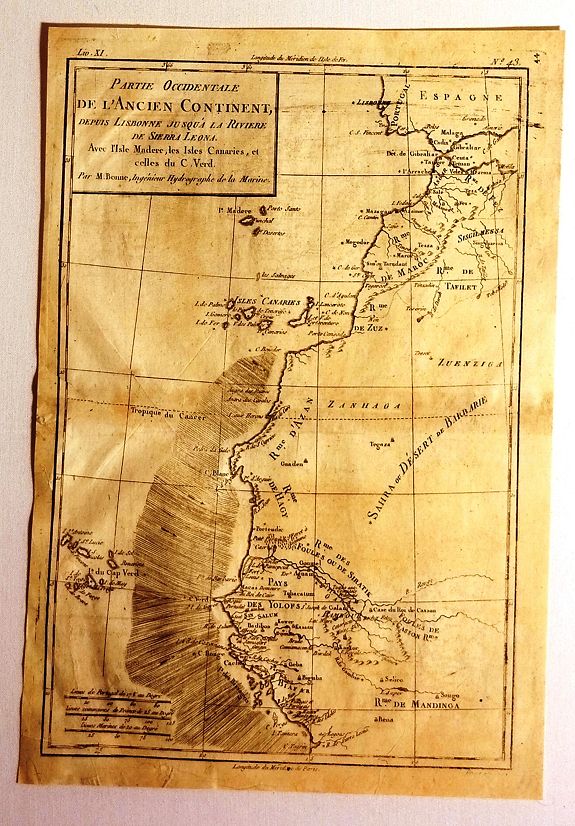 BONNE, R., Partie Occidentale de L'Ancien Continent., antique map, old maps