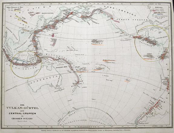 BUCH, L. von (after), Der Vulkan-Gürtel und die Central-Gruppen des grossen Oceans., antique map, old maps