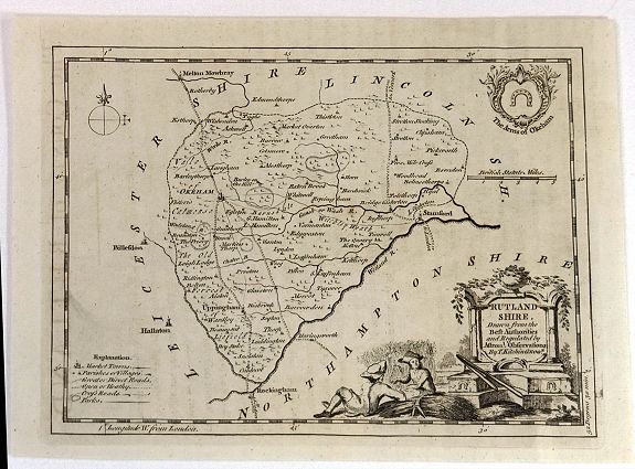 KITCHIN, T., RUTLAND SHIRE, Drawn from the best Authorities , antique map, old maps