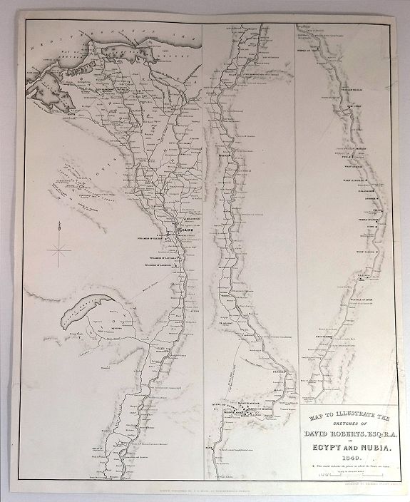 ROBERTS, D., Map to Illustrate the Sketches of David Roberts, Esq. in Egypt and Nubia, 1849., antique map, old maps