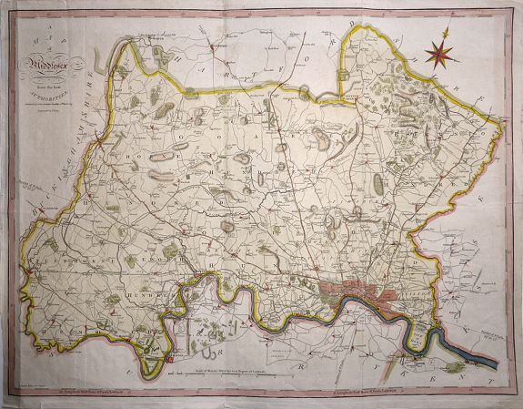 CARY, John, A MAP OF MIDDLESEX FROM THE BEST AUTHORITIES 1805, antique map, old maps