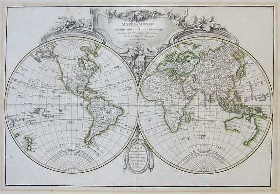 JANVIER, J., Mappe-Monde ou Description Du Globe Terrestre…, antique map, old maps