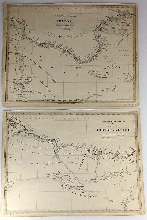 S.D.U.K., Two S.D.U.K. Maps – North Africa or Barbary IV & V, antique map, old maps