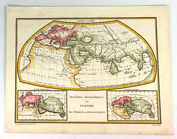 LAPIE, P., Systemes Geographiques de Ptolemee, Strabon et de'Eratosthene., antique map, old maps