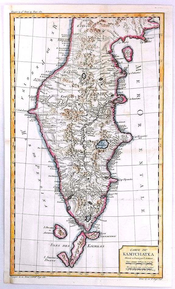 LAURENT, J., Carte du Kamtchatka Dressee et Gravee par Laurent., antique map, old maps