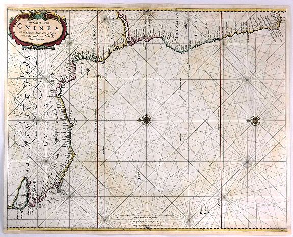 GOOS, P., Pas-Caart van Guinea en de Custen daer aen gelegen Van Cabo verde tot Cabo de Bona Esperanca., antique map, old maps