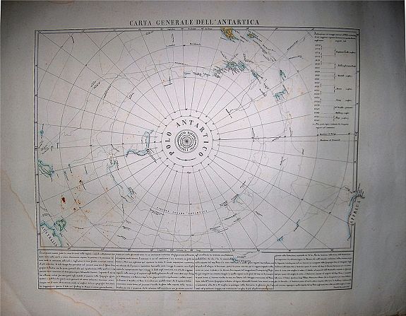 MARZOLLA, B., Carta Generale dell'Antartica., antique map, old maps