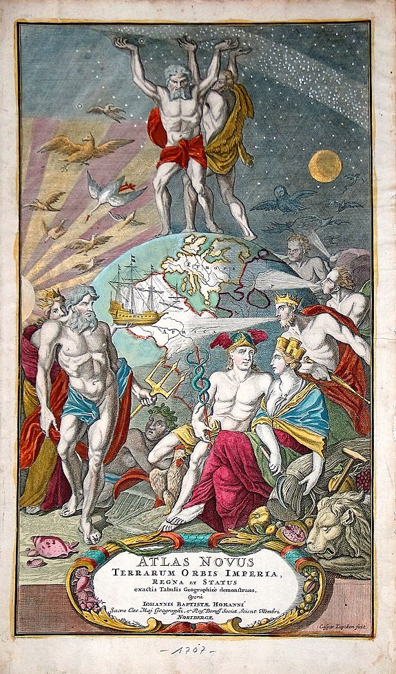 HOMANN, J.B., (Title page) Atlas Novus Terrarum orbis Imperia., antique map, old maps