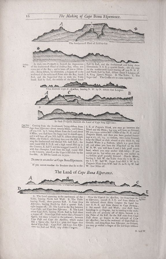 Samuel Thornton., Approaching coast line of Saldina Bay and Cape Bona Esperance., antique map, old maps