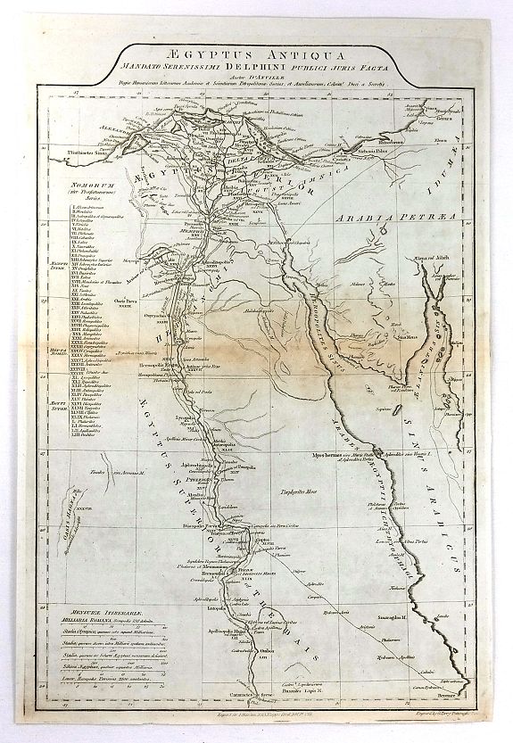 D'ANVILLE. J., Aegyptus Antiqua Mandato Serenissimi Delphini Publici Juris Facta., antique map, old maps