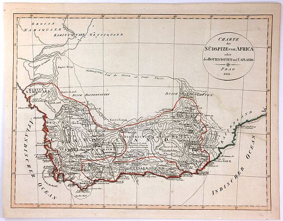 BARROW, J., Charte der Sudspize von Africa oder des Hottentotten und Caplands., antique map, old maps