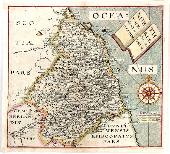 KIP, W., / HOLE, W.,, Northumbriae Comitatus, Olim Sedes Otadinorum., antique map, old maps