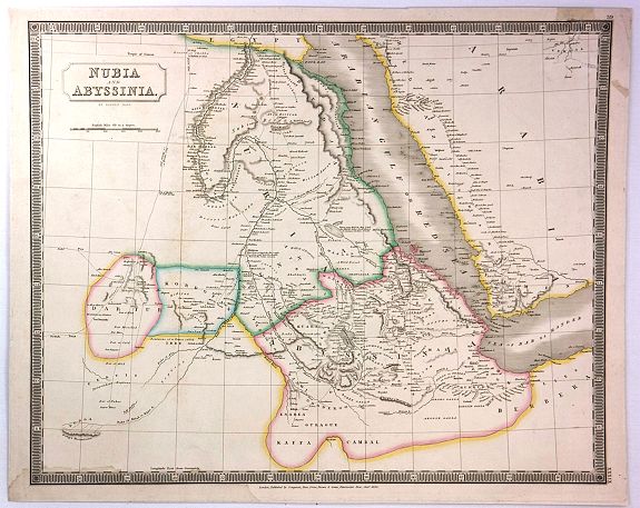 HALL, S., Nubia and Abyssinia, antique map, old maps