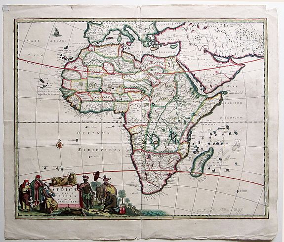 DE RAM, JOHANNES., Africae Accurata Tabula ex officina Ioan: De Ram., antique map, old maps