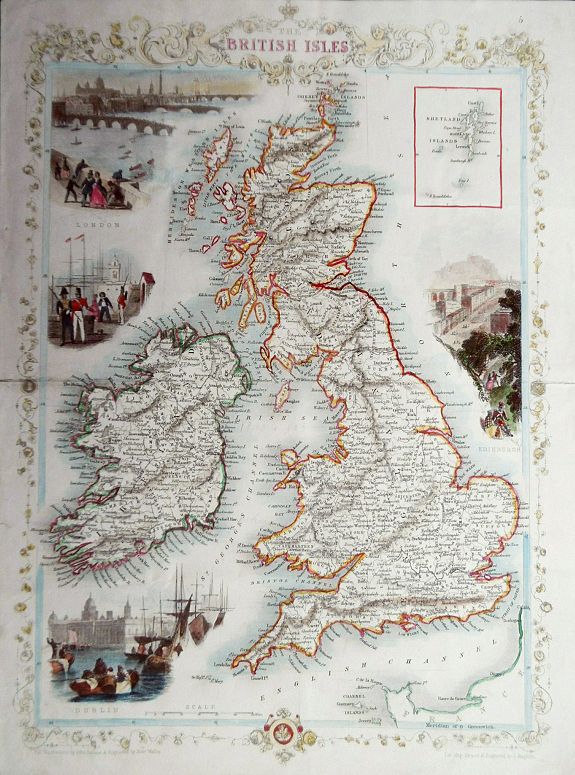 John Tallis / J. Rapkin. , The British Isles., antique map, old maps