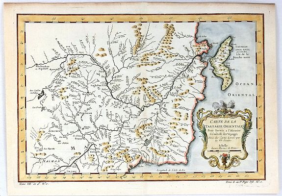 BELLIN, N., Carte de la Tartarie Orientale Pour Servir a L’Histoire Generale des Voyages., antique map, old maps