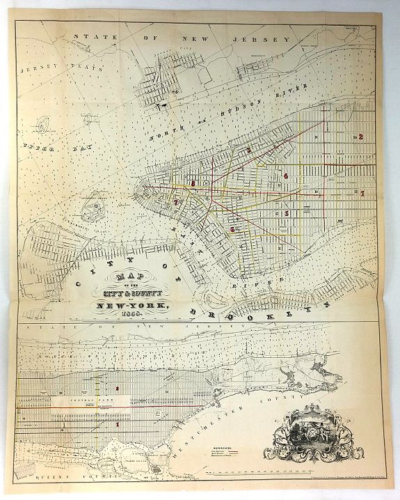 VALENTINE, D., Map of the City & County of New York., antique map, old maps