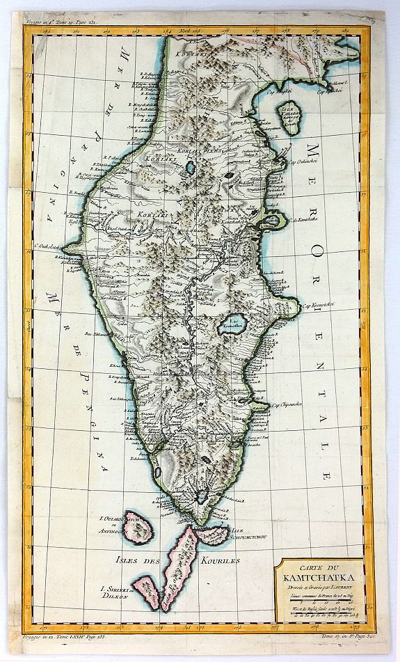 BELLIN, J., Carte du Kamtchatka., antique map, old maps
