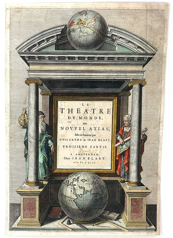 BLEAU, J.,, Title Page – “Le Theatre du Monde”, Bleau, antique map, old maps