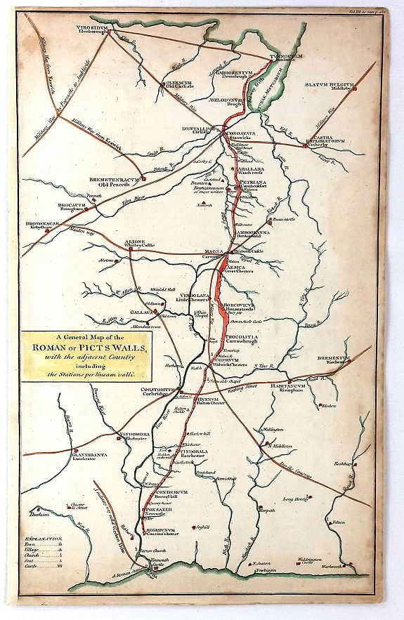 CARY, J., A General Map of the Roman or Picts Walls with the Adjacent Country including the Stations per Lineam Valli, antique map, old maps