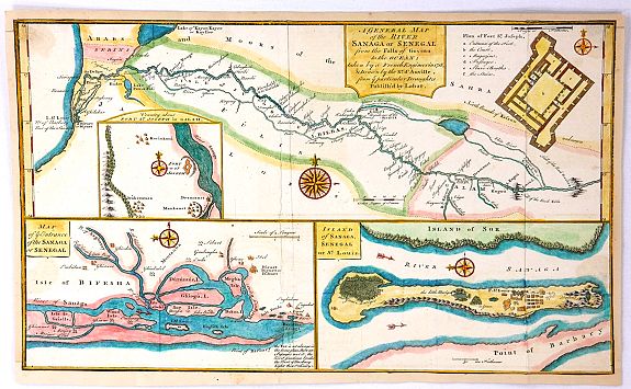 D'ANVILLE, S., A General Map of the River Sanaga or Senegal, antique map, old maps