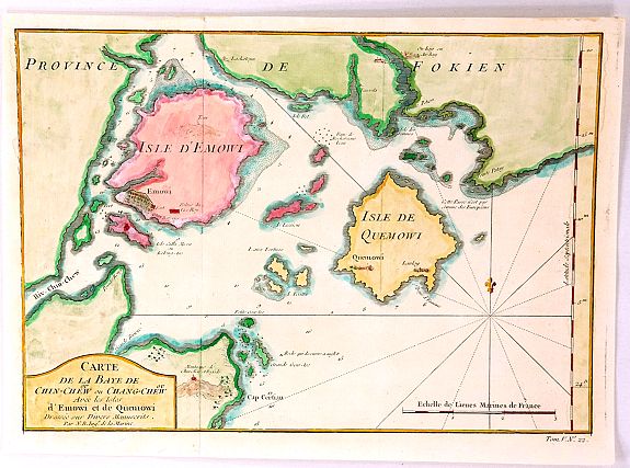BELLIN, J., Carte de la Baye de Chin-Chew ou Chang-Chew avec les Isles d'Emowi et de Quimowi, antique map, old maps