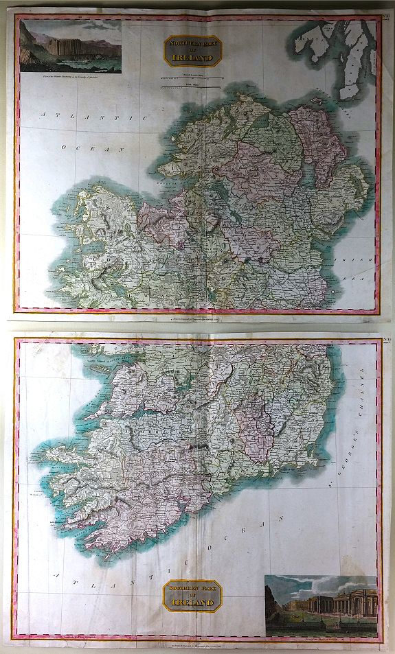 THOMSON, J., Northern Part of Ireland & Southern Part of Ireland (2 Parts), antique map, old maps