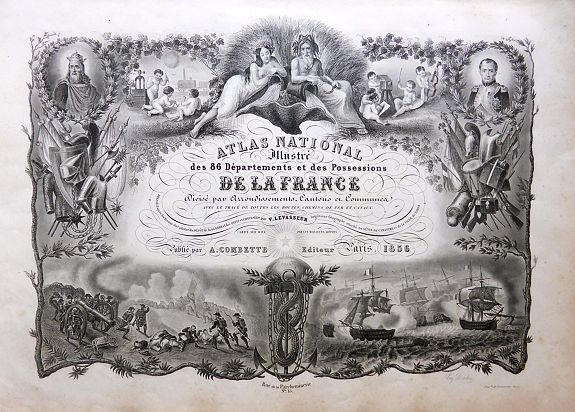 LEVASSEUR, Victor. , Atlas National Illustré des 86 Départements et des Possessions de la France +Tableau Statistique de la France et de ses Colonies. , antique map, old maps