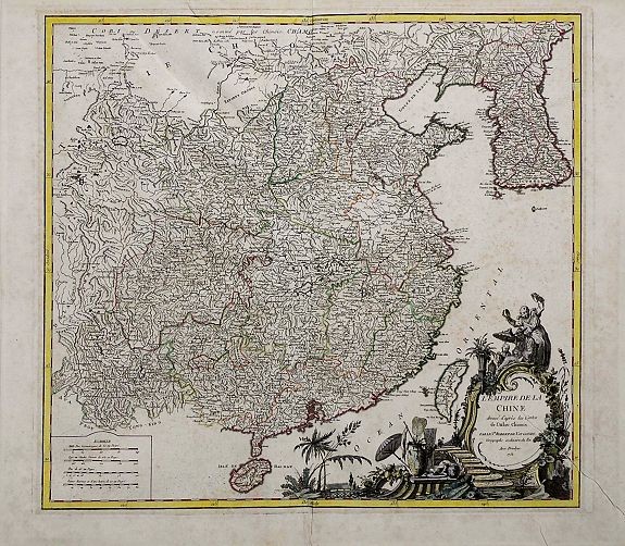 VAUGONDY, R. de., L'Empire de la Chine dressé d'après les cartes de l'Atlas Chinois..., antique map, old maps