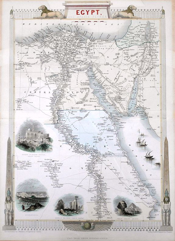 TALLIS, J., Egypt, and Arabia Petraea, antique map, old maps