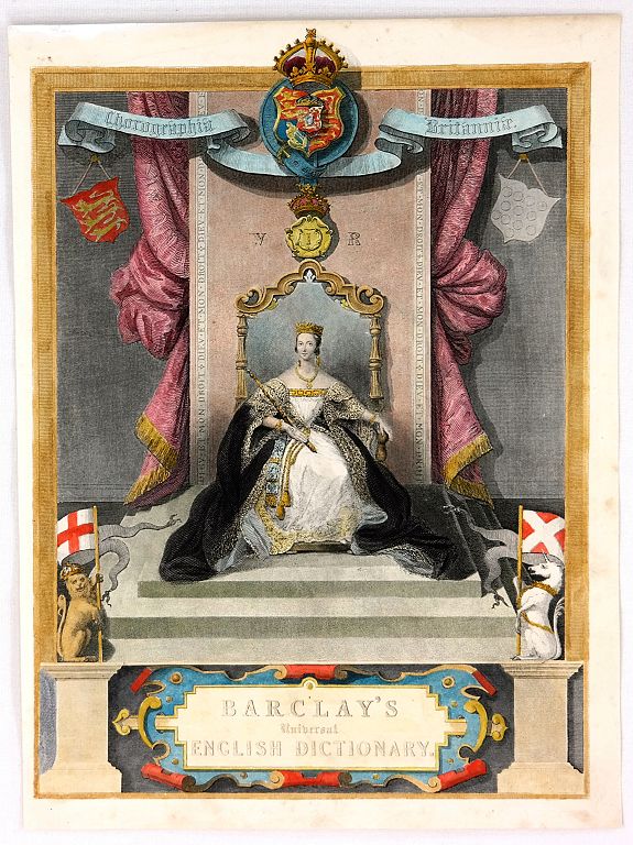 ANONYMOUS., Queen Victoria - Barclay's Dictionary Frontispiece, antique map, old maps
