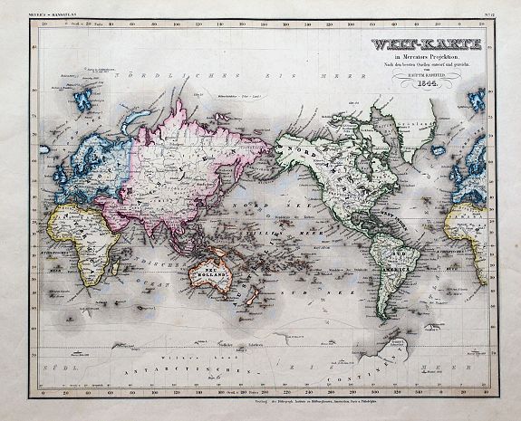 RADEFELD., Welt-Karte in Mercators Projektion., antique map, old maps