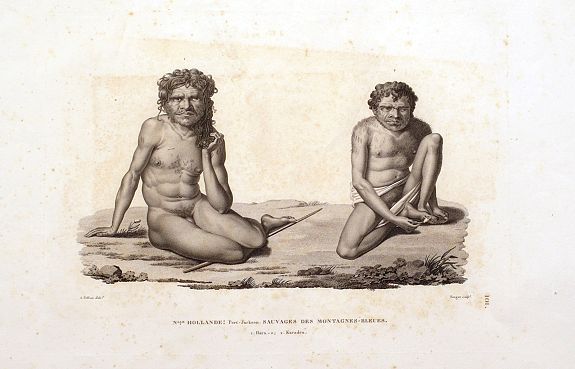 PELLION, A., Nlle. Hollande: Port-Jackson. Sauvages des Montagnes-Bleues., antique map, old maps