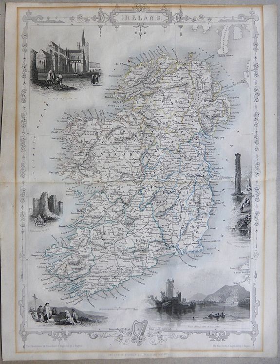 John Tallis - John Rapkin., Ireland , antique map, old maps