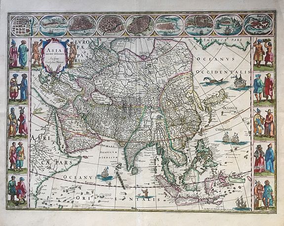 BLAEU, W., Asia noviter delineata., antique map, old maps