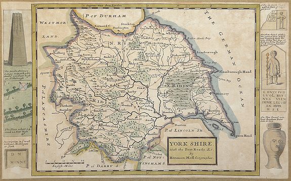 MOLL, Herman, York Shire with the Post Roads by Herman Moll Geographer’, antique map, old maps