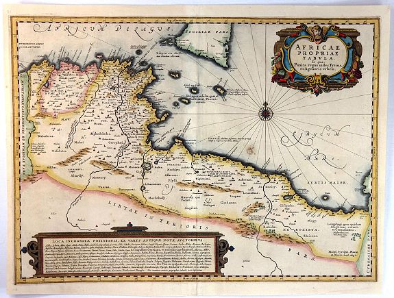 JANSSONIUS, J., Africae Propriae Tabula. In Qua, Punica Regna Vides, Tyrios, et Agenoris Urbem, antique map, old maps