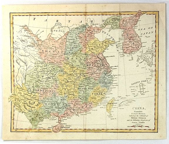 WILKINSON, R., China, Contains 15 Subject Provinces Including the 2 Islands of Hainan, Formosa and the Tributary Kingdoms of Corea, Tonkin, antique map, old maps