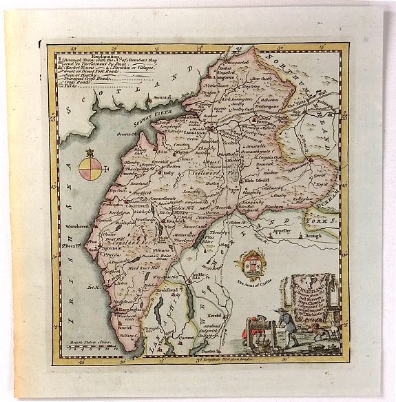 KITCHIN, T., Cumberland, Drawn from the Best Surveys, Maps & Charts, antique map, old maps