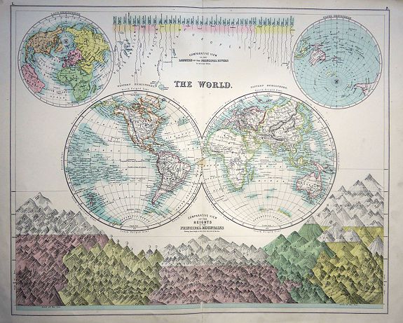 Adam & Charles Black. , The World, antique map, old maps