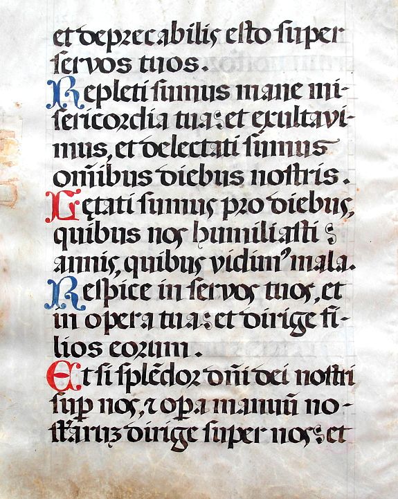 MISSAL or ANTIPHONARY, Leaf on vellum from a manuscript Missal or Antiphonary., antique map, old maps