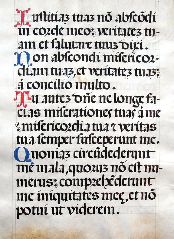 MISSAL or ANTIPHONARY, Leaf on vellum from a manuscript Missal or Antiphonary., antique map, old maps