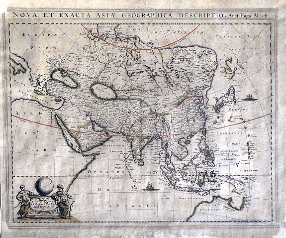 Hugo Allard., Nova et Exacta Asiae Geographica Descriptio Auct Hugo Allardt, antique map, old maps