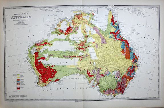 Charles Smith Wilkinson., GEOLOGICAL MAP OF AUSTRALIA , antique map, old maps