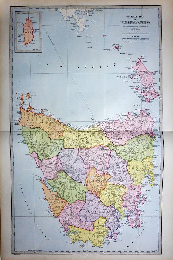 The Picturesque Atlas Publishing Co. , General Map of Tasmania., antique map, old maps