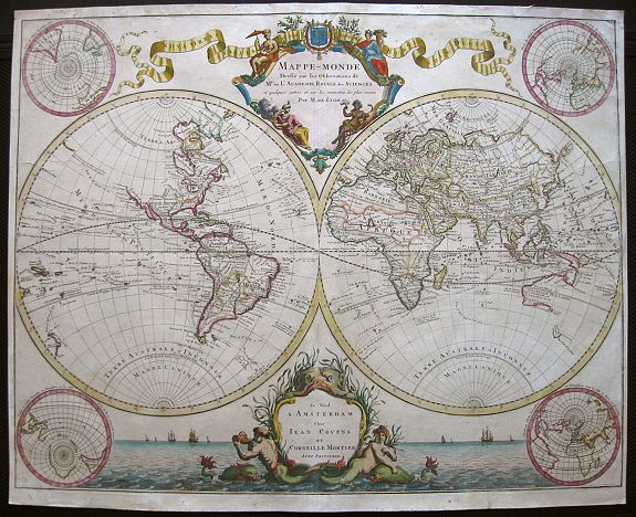 De L’Isle – COVENS AND MORTIER., Mappe-Monde dressé sur les observations de.. par M.de L'Isle, antique map, old maps